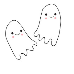 Cute childish ghosts. Funny spooky characters for kids.	For halloween celebration.