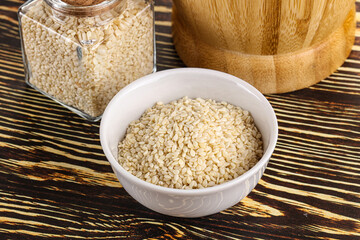 Sesame seeds heap in the bowl