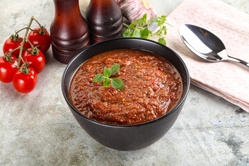 Spanish traditional gazpacho tomato soup