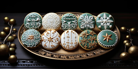 decorated Christmas biscuits. 