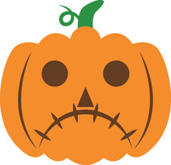 Creepy orange halloween pumpkin vector icon