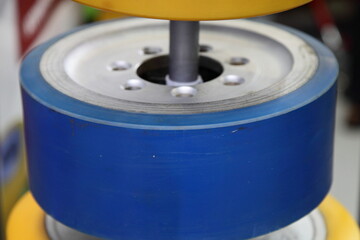 Colored Polyurethane wheels for industry - obrazy, fototapety, plakaty