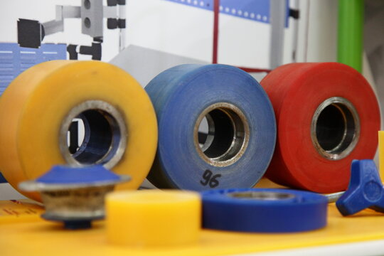 Colored Polyurethane rollers for warehouse trolleys