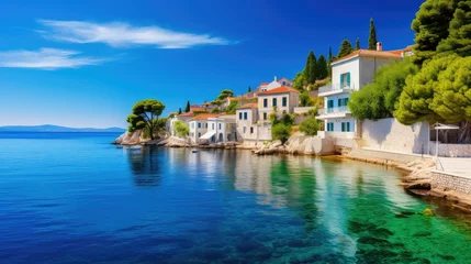 Foto auf Acrylglas summer croatian adriatic coast illustration travel europe, tourism croatia, architecture old summer croatian adriatic coast © sevector