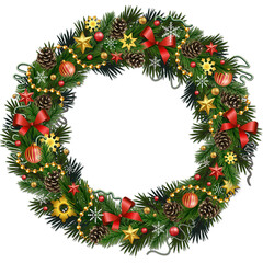 Fototapeta na wymiar christmas wreath isolated on transparent or white background, png