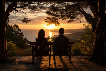 a couple looking at a gorgeous view on vacation