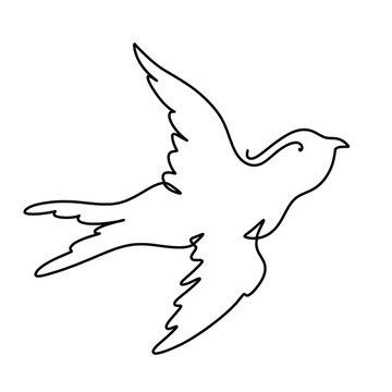 Vector continuous one line swallow illustration
