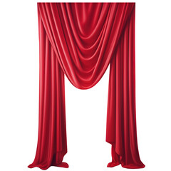 Detailed red curtain,  transparent background,