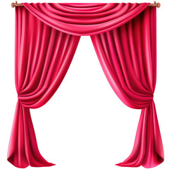 Detailed red curtain,  transparent background,