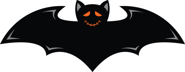 Scary black halloween bat vector icon