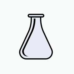 Flask Icon. Experiment Glass, Laboratory Element Symbol.