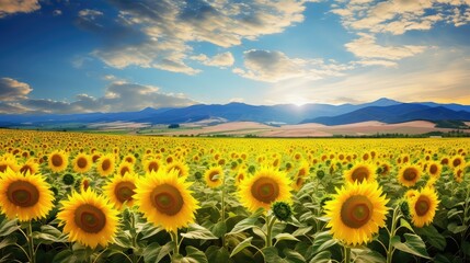 nature countryside sunflower fields illustration sun agriculture, field landscape, green rural nature countryside sunflower fields