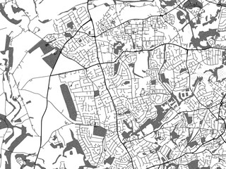Fototapeta na wymiar Greyscale vector city map of Kingswinford in the United Kingdom with with water, fields and parks, and roads on a white background.