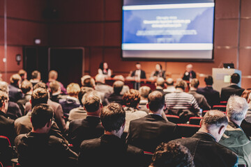 Fototapeta na wymiar Business Conference and Presentation. Audience at the conference hall.