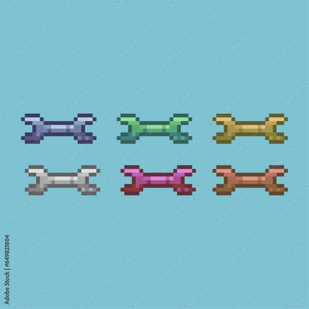 Poster pixel art sets of screwdriver tools with variation color item asset simple bits of fixing tools scre