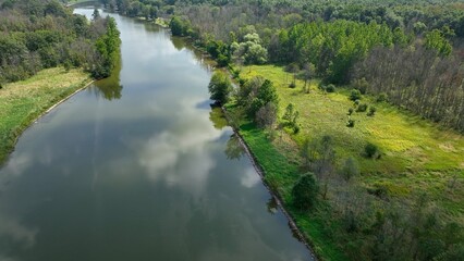 Landscape with peaceful Seneca River in up state New York