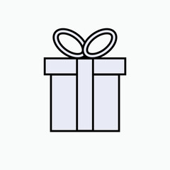 Gift Icon. Parcel, Anniversary Present. Prize, Surprise Element Symbol - Vector
