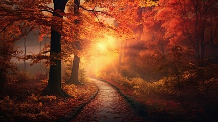 scenery autumnal splendor deciduous illustration orange landscape, background water, sky summer scenery autumnal splendor deciduous