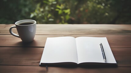 Concept of journaling, an opened notebook with blank pages ready to be filled with thoughts and ideas. The notebook is set in a serene and peaceful atmosphere, inviting creativity and introspection.