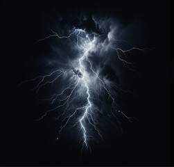 thunder on black background - obrazy, fototapety, plakaty