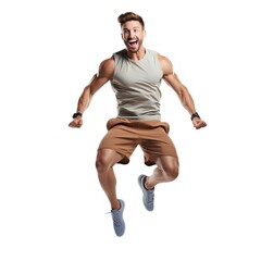 the guy jump isolated wahite background ai generated