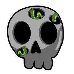 Skull with worms 
