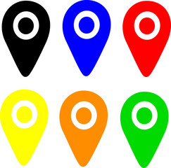 Colour map pin vector. Location pin set. Editable vector illustration.
