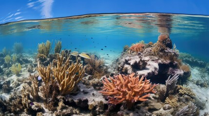 Fototapeta na wymiar marine island coral restoration illustration reef water, nature blue, ocean aquatic marine island coral restoration