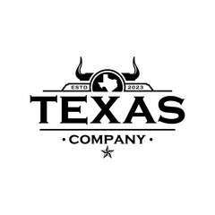 Vintage Retro long horn Western Country Emblem Texas Logo design