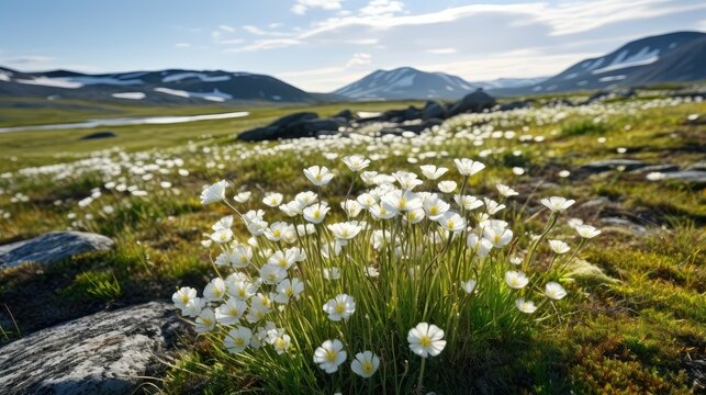 flower arctic tundra flowers illustration beautiful summer, land mountains, natural outdoor flower arctic tundra flowers © sevector