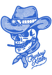 Smoking Skull Cowboy Country Western Desert Funny and Humorous  Phrase and Saying - obrazy, fototapety, plakaty