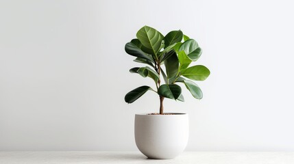 White Pot Modern Plant white background, minimal, generative ai