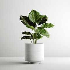 White Pot Modern Plant white background, minimal, generative ai