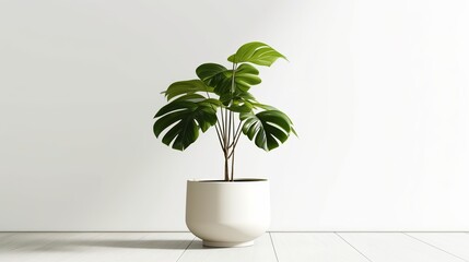 White Pot Modern Plant white background, minimal, generative ai