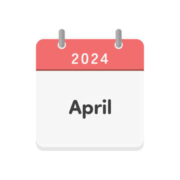 Simple calendar icon with the letters 2024 and April - English calendar for April 2024