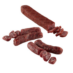 Salami Sausage cut out isolated transparent background
