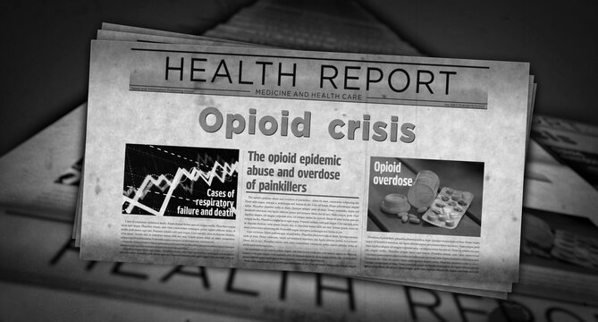 Opioid crisis painkiller overdose abuse newspaper printing media