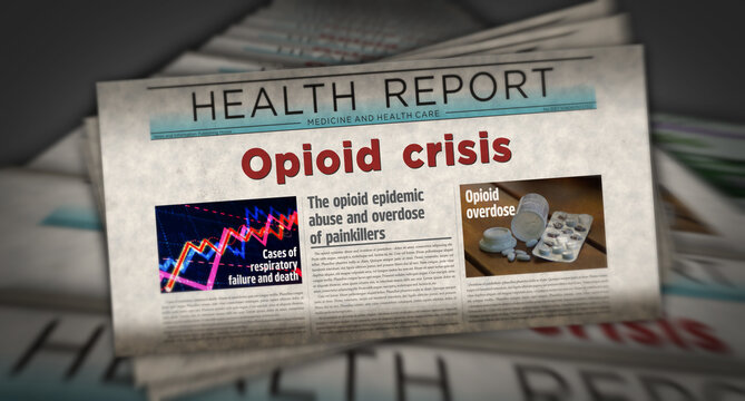 Opioid crisis painkiller overdose abuse newspaper printing media