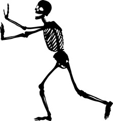 Silhouette of a pushing skeleton. - 649832419