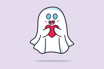 Magic scary spirits with different emotions and face expressions. Cute funny happy ghosts concept. Colored flat vector illustration isolated. 