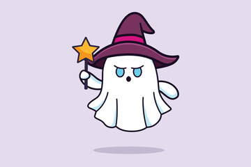 Magic scary spirits with different emotions and face expressions. Cute funny happy ghosts concept. Colored flat vector illustration isolated. 
