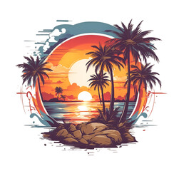 Summer tropical design for T-shirt.Generative AI