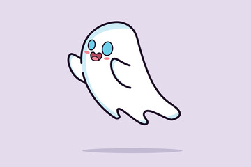 Magic scary spirits with different emotions and face expressions. Cute funny happy ghosts concept. Colored flat vector illustration isolated. 