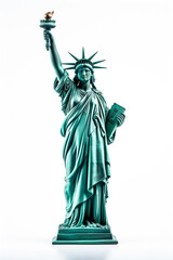 Fototapeta premium Statue of Liberty figurine symbolizing hope isolated on a white background 
