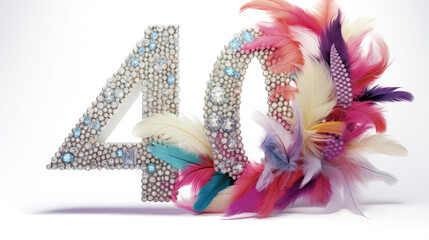 40 and Fabulous: Playful Illustration Featuring Number 40 and Glamorous Accessories