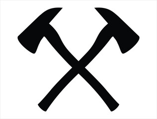 Fireman axe silhouette vector art white background