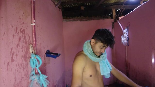 I am wearing longyi after having shower and bathe