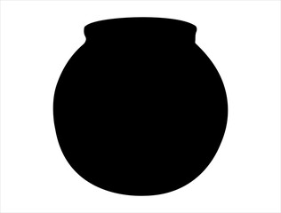 Fish bowl silhouette vector art white background