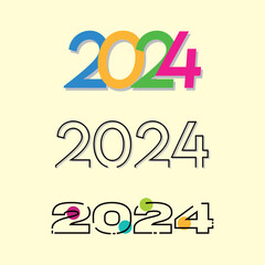 Happy new year 2024 with colorful design template. 2024 new year celebration concept with EPS 10, suitable for web and greeting cards