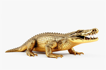 Obraz premium gold crocodile on a white background